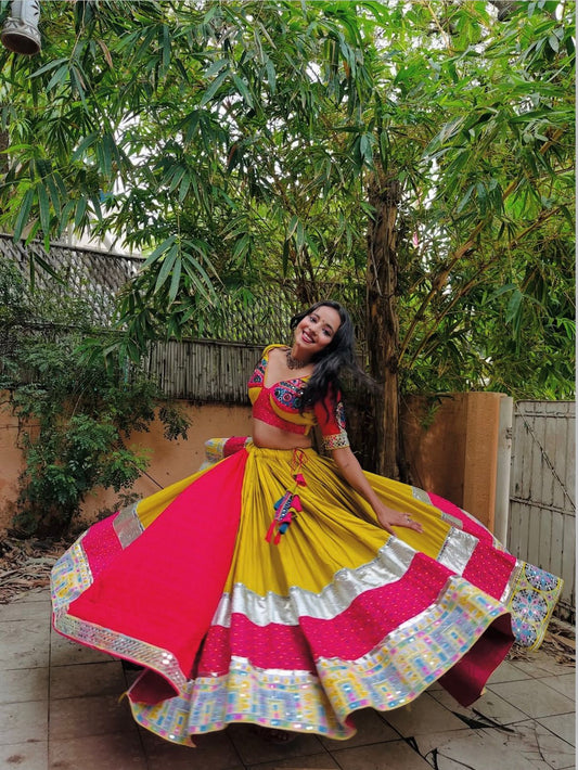 mustard pink chaniya choli