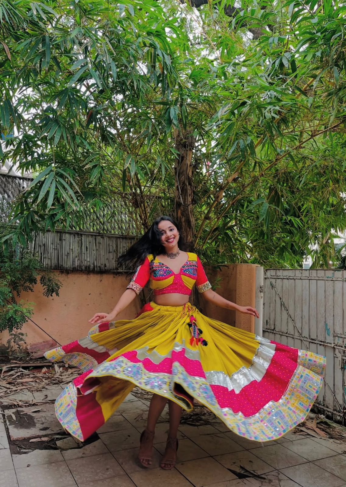mustard pink chaniya choli
